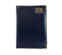 G4GADGET Agenda 2024 A5 bleu 1 jour par page rembourré avec couverture rigide et bords dorés