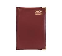 G4GADGET Agenda 2024 de luxe 2024-1 jour par page - Rembourré - Couverture rigide - Bords dorés - Bordeaux