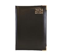 G4GADGET Agenda 2024 de luxe 2024 avec un jour par page - Avant rembourré et couverture rigide - Bords dorés - Noir