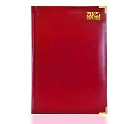 G4GADGET Agenda 2025 de luxe 2025 avec couverture rigide et bords dorés - Bordeaux/rouge