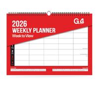 G4GADGET Agenda semainier 2026 pour 5 personnes - Calendrier mural et de bureau à spirales avec jours fériés britanniques - Planificateur à suspendre A4 pour la maison, l'école et le bureau
