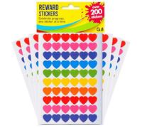 G4GADGET Autocollants de récompense en forme de cœur pour enfants - Plus de 200 étiquettes colorées en forme de cœur sur feuilles | Récompenses d'éloges pour enseignants pour enfants, apprentissage de