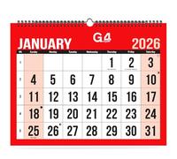 G4GADGET Calendrier mural 2026 mensuel 27 cm x 21 cm - Mise en page facile avec jours fériés britanniques | Planificateur à spirale à suspendre pour la maison, le bureau, l'école et le travail