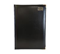 G4GADGET G4 Agenda semainier 2024 avec couverture rigide et papier 70 g/m² pour entreprise, bureau et maison Noir Format A5