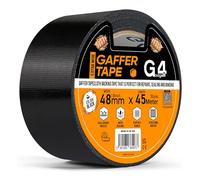 G4GADGET Gaffer Ruban adhésif en tissu imperméable, résistant aux déchirures et multi-usages pour intérieur et extérieur Noir 48 mm x 45 m