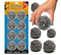 G4GADGET Lot de 16 éponges à récurer en Acier Inoxydable Multi-usages pour Vaisselle, poêles, grillades et Nettoyage Domestique - Boules de Laine métalliques durables et antirouille pour Une