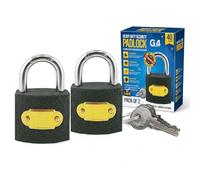 G4GADGET Lot de 2 cadenas robustes avec 2 clés chacune - Serrures de sécurité extérieures de 40 mm, corps en fonte résistant aux intempéries et anse en acier trempé - Pour abri de jardin, clôture