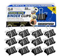 G4GADGET Lot de 20 pinces à reliure en métal robuste pour bureau, école, maison, classement et organisation - Noir - 32 mm