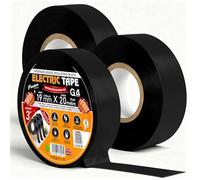G4GADGET Lot de 3 rouleaux de ruban adhésif électrique noir 19 mm x 20 m - Ruban isolant en PVC imperméable et résistant à la chaleur pour fils, câbles, réparations et bricolage