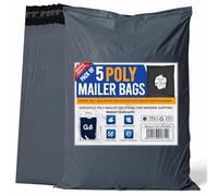 G4GADGET Lot de 5 grands sacs postaux gris 559 mm x 762 mm - Sacs d'emballage auto-adhésifs durables pour la livraison de colis, l'envoi de vêtements et l'expédition