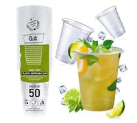 G4GADGET Lot de 50 gobelets jetables en plastique transparent de 180 ml pour le bureau, les pique-niques, les fêtes, les voyages et une utilisation quotidienne | Idéal pour le jus, le thé, les