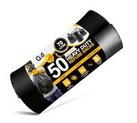 G4GADGET Lot de 50 sacs poubelle noirs de 70 L pour la maison, la cuisine, le jardin et le bureau Résistants aux déchirures