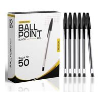G4GADGET Lot de 50 stylos à bille à pointe moyenne pour écriture fluide Noir