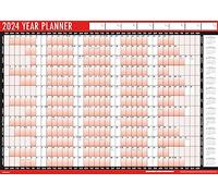 G4GADGET Planificateur mural 2024 2024 plastifié A1-85 cm x 58 cm - Calendrier mural 2024 - Avec autocollants et stylo effaçable à sec
