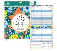 G4GADGET Planning familial 2026 - Calendrier mural mensuel avec colonnes, notes et sections à faire | Motif floral à spirales pour familles, étudiants et maisons occupées (28,5 x 28,5 cm)