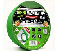 G4GADGET Ruban de masquage vert pour peinture, 36 mm x 50 m de large, papier crépon à faible adhérence, retrait propre, sans résidus pour murs, garnitures et bricolage
