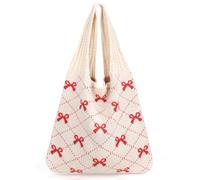 G4ZS5Z0G1 Sac fourre-tout en crochet, sac à bandoulière tricoté en maille - Grand sac esthétique pour femme - Été, 1 couleur, D-brown