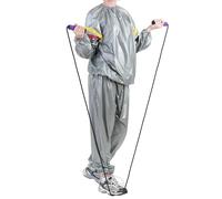 G5 HT SPORT Combinaison de sudation minceur pour sudation et modélisation Sauna Suite S/M ou L/XL Combinaison sudation Gym Fitness Course Yoga Homme, Argent avec détails rouges et jaunes sur les