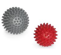 G5 HT SPORT [Lot de 2 balles de massage avec pointes 75/90 mm] Spiky Ball Trigger Point pour pieds plantaire Dos Libération Myofasciale Récupération Musculaire | Bien-être Maison Gym Yoga (ROUGE/GRI)