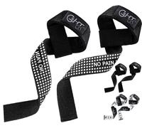 G5 HT SPORT Straps (rembourrés) Entraînement Bodybuilding Hommes Femmes Sangles Levage Poids pour Powerlifting Deadlift Haltérophilie (Noir (Silicone Grip))