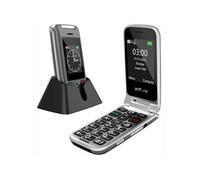 G6 4G Téléphone Portable à Clapet Senior,Bouton SOS,Double écran de 2,4"+1,8",Batterie 1300mAh,Lampe Torche - Gris