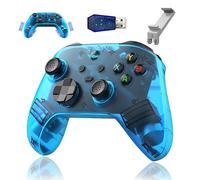 G6 Manette de jeu sans fil,manette PC Bluetooth 5.3 avec support pour téléphone & USB,5 modes de connexion,compatibilité multi-plateforme,Android 6.0,joystick 3D,boutons personnalisables (Bleu)
