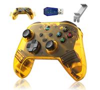 G6 Manette de jeu sans fil,manette PC Bluetooth 5.3 avec support pour téléphone & USB,5 modes de connexion,compatibilité multi-plateforme,Android 6.0,joystick 3D,boutons personnalisables (Jaune)