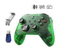 G6 Manette de Jeu Sans Fil, Manette Portable, 5 Modes, Manette de Jeu avec Boutons Personnalisables, Compatibilité Bluetooth & Multi-Plateforme (Vert Translucide, Manette Portable Kit)