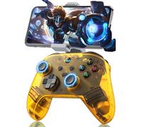 G6 Manette PC Sans Fil Manette PC avec Support,Manettes Bluetooth 5.3 pour Android,Joysticks & Gâchettes Électromagnétiques/Bouton arrière à programmation macro,400mAh,5 modes de connexion (Jaune)