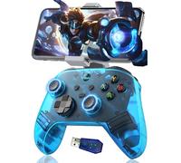 G6 Manette PC Sans Fil Manette PC avec Support + Récepteur USB,Android Manettes Bluetooth,Joystick & Gâchette Électromagnétiques/Bouton arrière à programmation macro/Deux Moteurs à Vibration (Bleu)