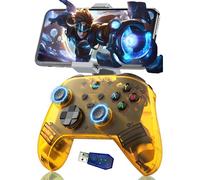 G6 Manette PC Sans Fil Manette PC avec Support + Récepteur USB,Android Manettes Bluetooth,Joystick & Gâchette Électromagnétiques/Bouton arrière à programmation macro/Deux Moteurs à Vibration (Jaune)