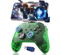 G6 Manette PC Sans Fil Manette PC avec Support + Récepteur USB,Android Manettes Bluetooth,Joystick & Gâchette Électromagnétiques/Bouton arrière à programmation macro/Deux Moteurs à Vibration (Vert)