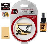 G7th Capodastre Performance 3 Art - 6 cordes, plaqué or 18 carats - Livré avec un pack de médiators Dunlop Variety Pick Pack, un nettoyant Platinum 65 et un chiffon