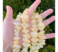 GA-B11 ZW-A-540 Perles de quartz brut naturel percées en vrac de 38,1 cm, topaze jaune AB revêtue de titane AB pour la fabrication de bijoux et loisirs créatifs