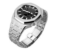 GA2100 Kit de boîtier de montre en acier inoxydable - Lunette lisse sans clous - Bracelet en métal compatible avec les montres Casio G-Shock GA2100/GA-2110 (argenté)