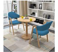 GAAHRQQQ 1 table, 2 chaises en cuir PU, bureau, 4s, magasin de voiture, hôtel, hall d'entrée, petite table ronde de 60 cm, salon de thé, salon, cinéma (couleur : bleu)
