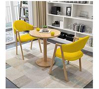 GAAHRQQQ 1 table, 2 chaises en cuir synthétique, bureau, 4s, magasin de voiture, hôtel, hall d'entrée, petite table ronde de 60 cm, salon de thé, salon (couleur : jaune)