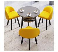 GAAHRQQQ 1 table, 3 chaises, maison, salon, balcon, cuisine, café, hôtel, salle de réunion, salon, table ronde en cuir vert (couleur : jaune vif)