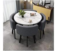 GAAHRQQQ 1 table et 4 chaises dessert magasin café bureau salle de réception salon de beauté 80 cm imitation marbre table en bois (couleur : bleu) (gris foncé)