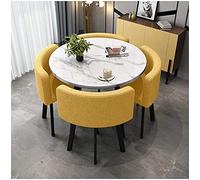 GAAHRQQQ 1 table et 4 chaises dessert magasin café bureau salle de réception salon de beauté 80 cm imitation marbre table en bois (couleur : bleu) (jaune)