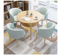 GAAHRQQQ 1 table et 4 chaises table ronde en bois de 80 cm pour balcon, chambre à coucher, maison, restaurant, hôtel, magasin de vêtements, couloir, magasin de voitures (couleur : jaune) (bleu ciel)
