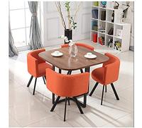 GAAHRQQQ 4 Loisirs simples 90 cm Table carrée et chaise Combinaison Bureau Salon Café Salon Balcon Chaise en coton et lin (couleur : couleur bûche - orange) (noyer noir)