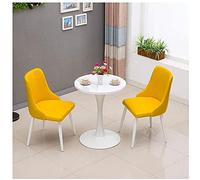 GAAHRQQQ Accueil Restaurant Salon Hôtel Café Maison Dessert Maison Couloir Chambre 1 Table 2 Chaises 60 cm Petite Table Ronde (Couleur : Jaune)