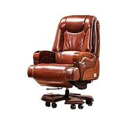 GAAHRQQQ Chaise de bureau de luxe haut de gamme en cuir pivotant réglable avec accoudoirs et support de taille Chaise ergonomique en bois massif Chaise de bureau électrique inclinable pivotante