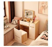GAAHRQQQ Ensemble de coiffeuse 2 en 1 avec miroir LED et tabouret rembourré avec 2 organiseurs de maquillage et 3 tiroirs