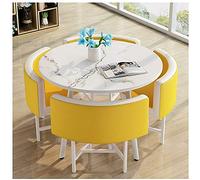 GAAHRQQQ Ensemble de meubles de bureau et de chaises avec 1 table et 4 chaises pour restaurant, balcon, hôtel, cuisine, table ronde de 80 cm, dessert, magasin, chaise en cuir souple