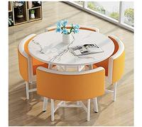 GAAHRQQQ Ensemble de meubles de maison 1 table 4 chaises restaurant balcon hôtel maison cuisine table ronde 80 cm magasin de desserts chaise en cuir souple magasin de vêtements (couleur : rouge
