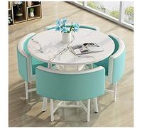 GAAHRQQQ Ensemble de meubles de maison 1 table 4 chaises restaurant balcon hôtel maison cuisine table ronde 80 cm magasin de desserts chaise en cuir souple magasin de vêtements (couleur : rouge) (bleu