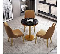 GAAHRQQQ Ensemble de meubles Simplicité européenne Chambre Restaurant Hôtel 1 table et 3 chaises Cuisine 60/70/80 cm Dessus de table en marbre noir (couleur : marron, taille : 60 cm) (marron 80 cm)