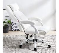 GAAHRQQQ Fauteuil de jeu de massage ergonomique inclinable en cuir avec appuie-tête et soutien lombaire, dossier inclinable, mains courantes et siège pivotant en maille